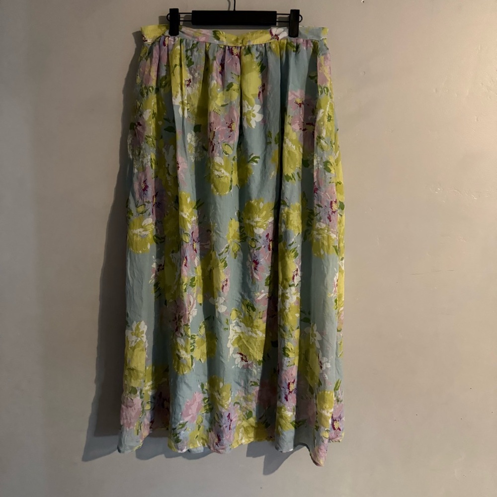 Calypso St. Barth Floral Watercolor Chiffon Maxi Skirt New Nwt